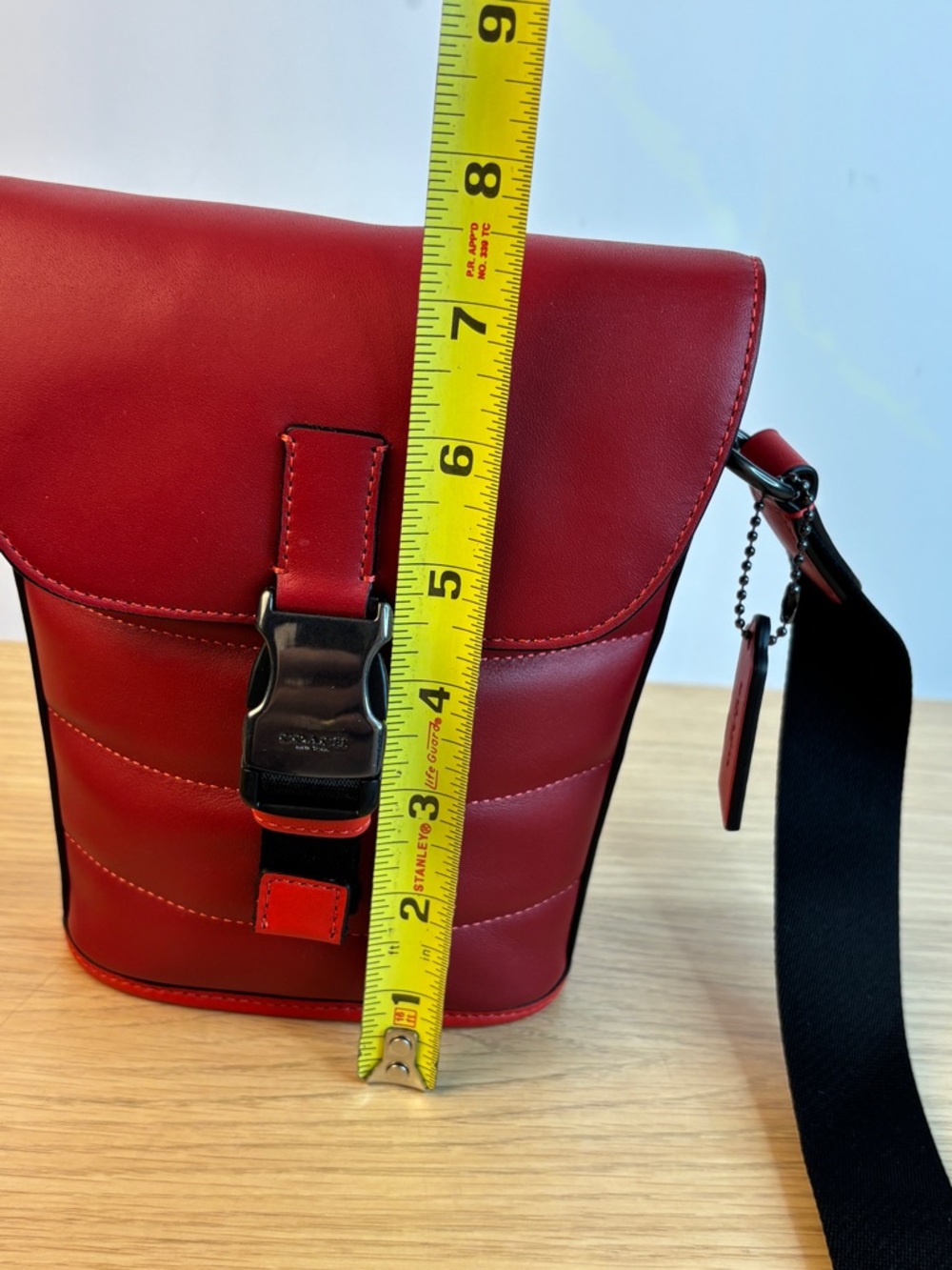 Coach Red/Black Track Small Flap Crossbody with Quilting Unisex Like New! - Picture 14 of 15